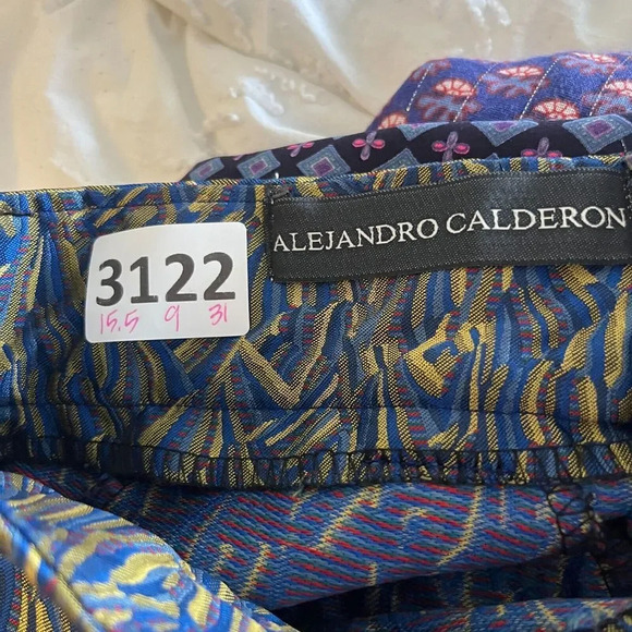 Alejandro Calderon Womens Colorful Ankle Dress Pants Geometric Tapered 31x31 - Picture 2 of 8